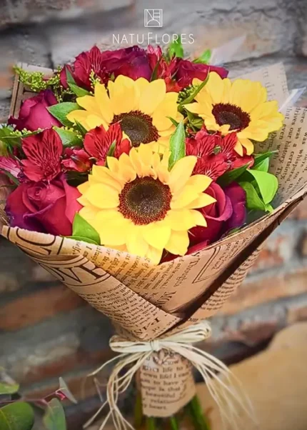 Buquê Girassóis e Rosas Vermelhas