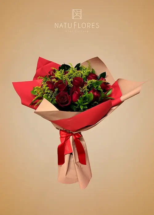 Buquê de 12 rosas papel vermelho